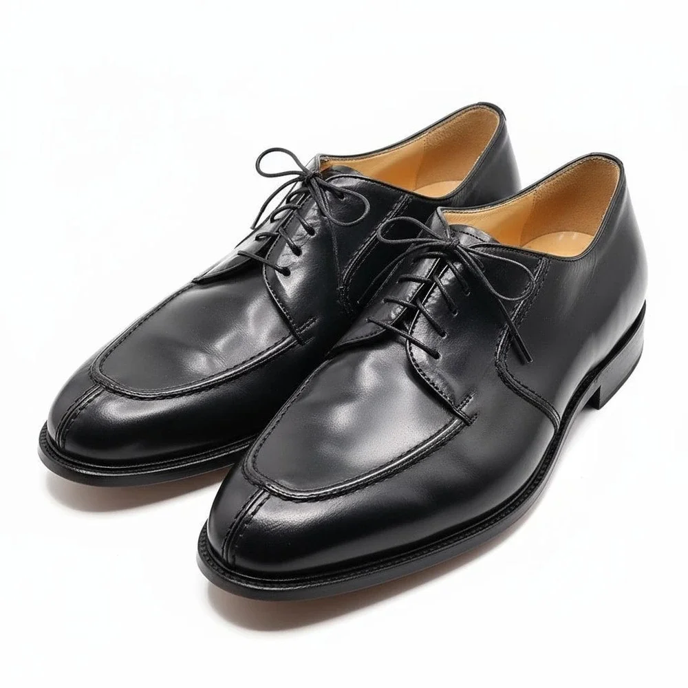 PRONTO UOMO Black Leather‎ Split Toe Oxfords Lace Up Shoes Men's Sz 13M US/46 EU